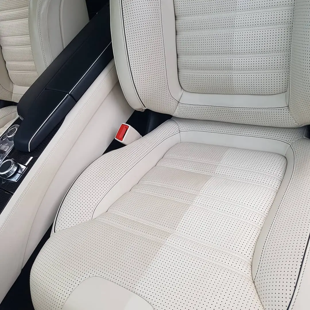 Cream leather seat with perforated panels