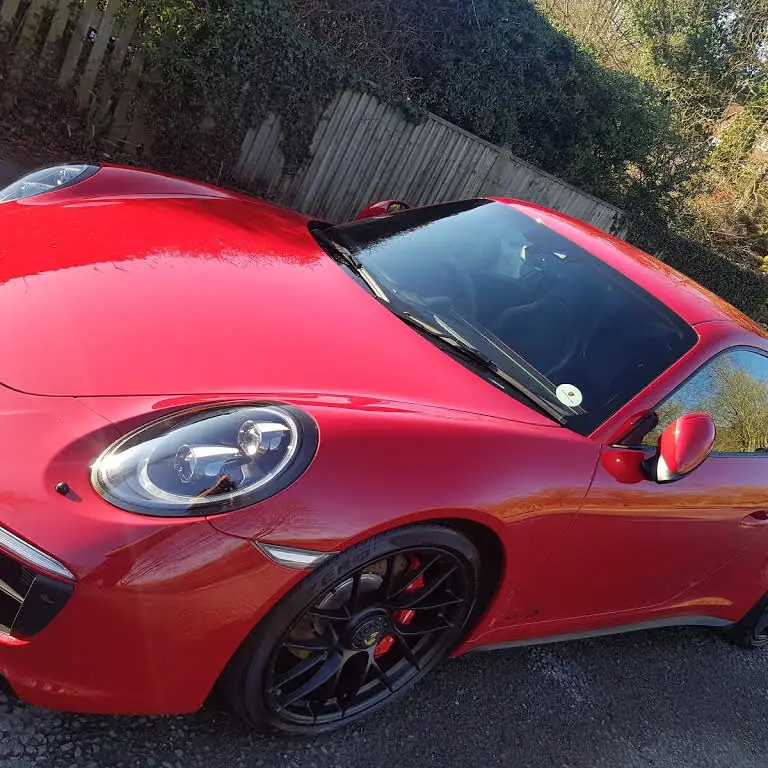Red Porsche 911 front wing